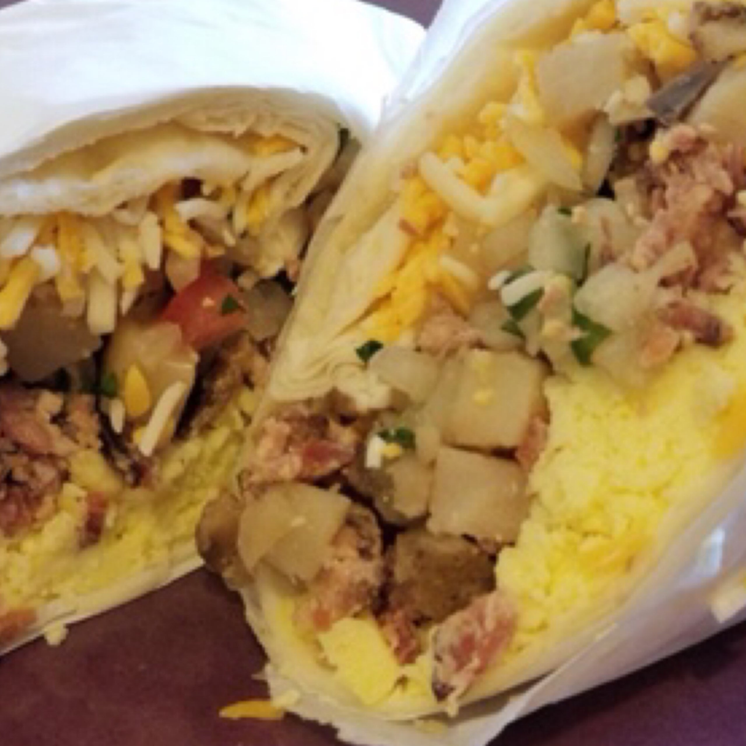 No Meat, Potato, Egg, & Cheese Burrito | Crown Donuts